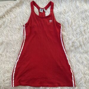 Adidas Women’s Tennis Dress Red 3 Stripes Women’s Size Medium Y2K Vintage